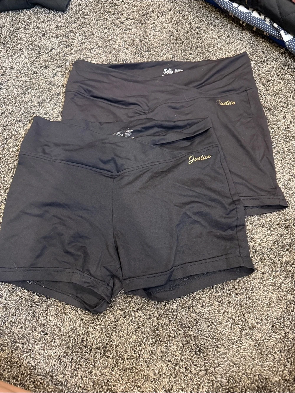 Justice Black girls  Bike/Active Shorts - Gold Logo